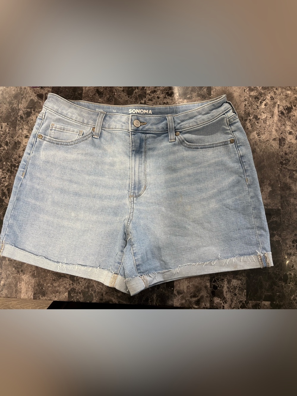 SONOMA Light Blue Denim Jean Shorts with Frayed Cuff